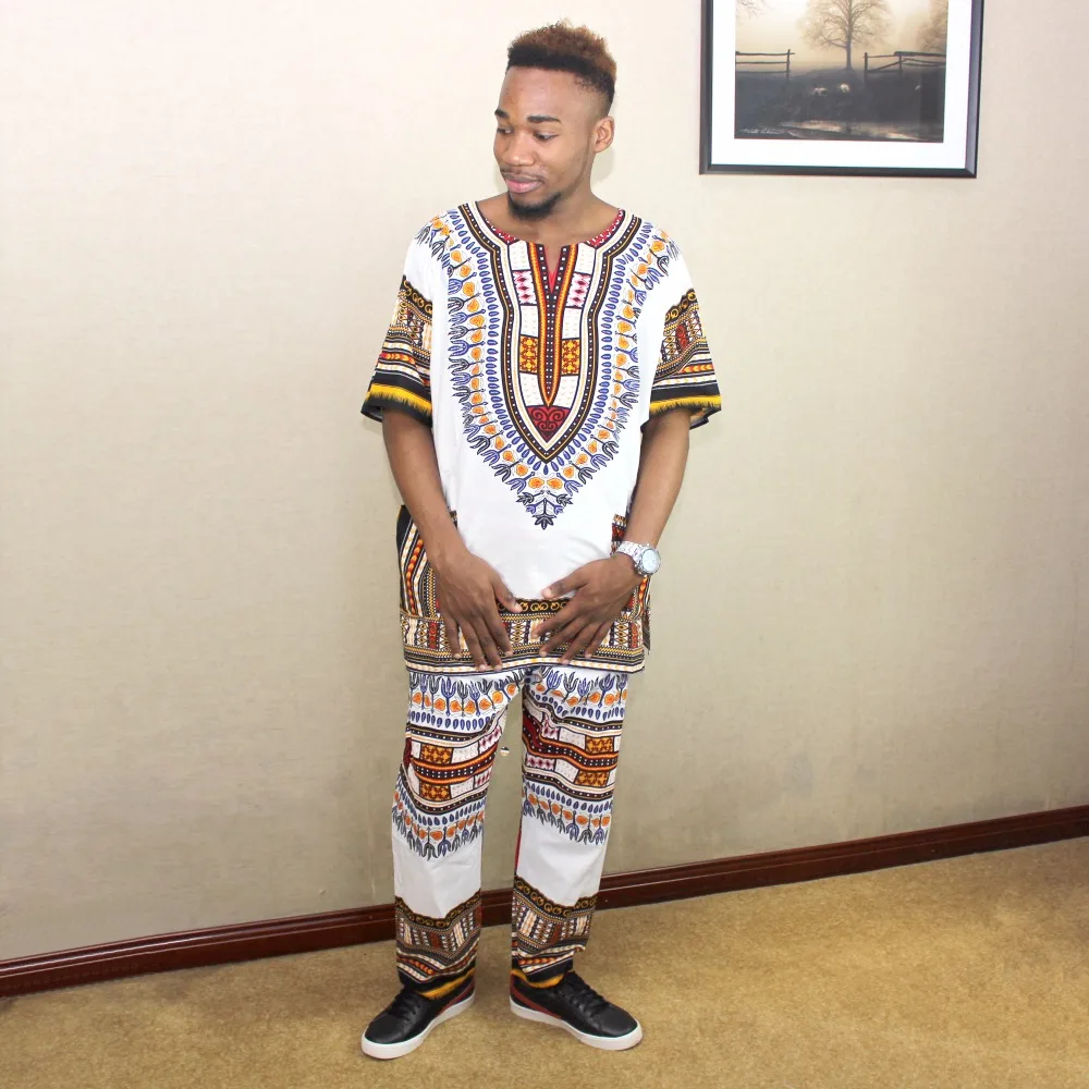

Fashion Design Casual African Sets Tops and Pants Dashiki Pockets Spring Autumn Ethnic Style Unisex
