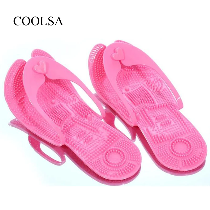 COOLSA/мужские Нескользящие пляжные шлепанцы; однотонные слиперы для ванной; Переносные складывающиеся массажные тапочки для путешествий; мужские вьетнамки