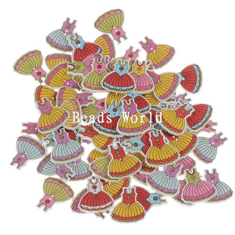 Распродажа 100 шт смешанные платья принцессы деревянные декоративные пуговицы