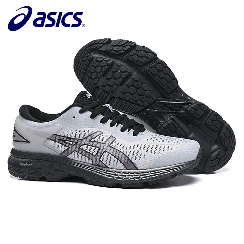 Grey-Black Горячая Распродажа ASICS Gel Kayano 25 мужские кроссовки обувь s спортивная обувь для бега европейский размер 40,5-45 - Цвет: Grey-Black