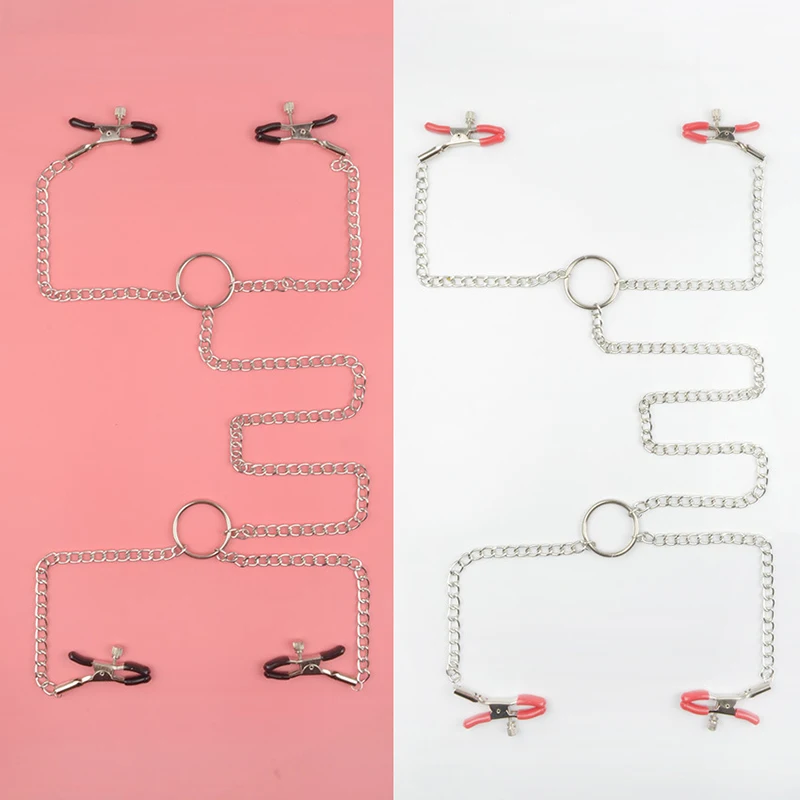 Женский ошейник подтягивающий зажимы для сосков цепь клитор 4 головный зажим