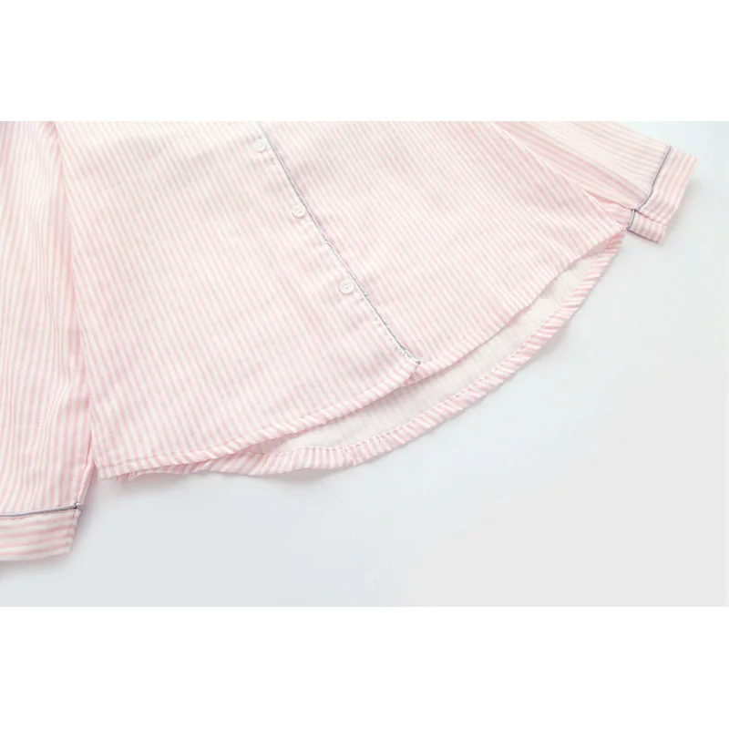 Женская пижама с длинным рукавом Хлопковая в полоску Повседневная Домашняя