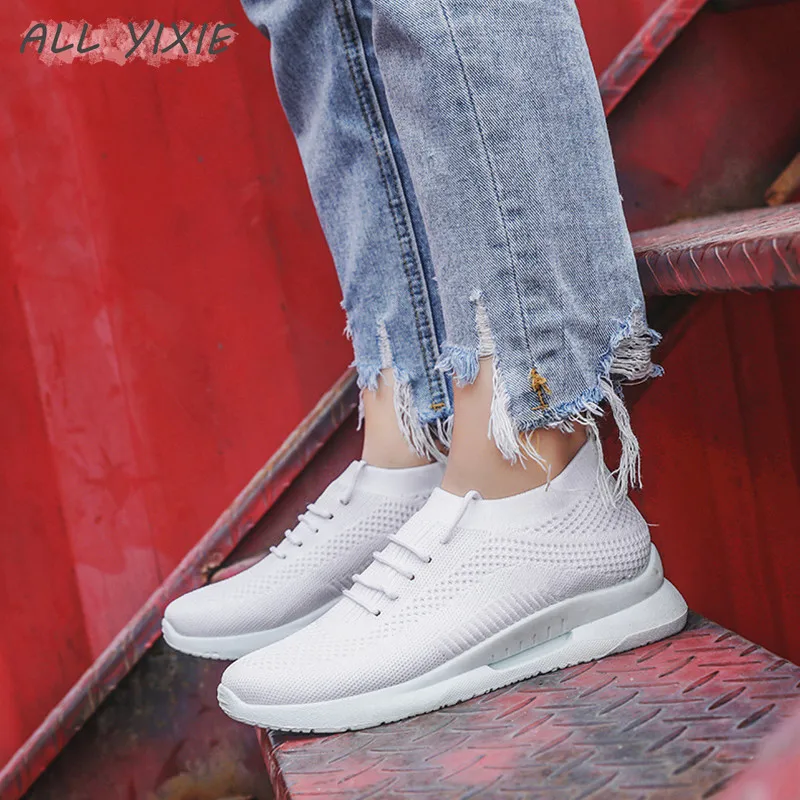Все YIXIE 2019 новые женские кроссовки на платформе модные летние сетчатые дышащие