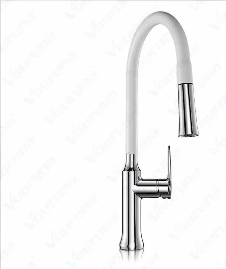 Vouruna Pull Out Kitchen Sink Mixer Tap Gooseneck White New Pullout Faucet Swivel Single Handle | Обустройство дома