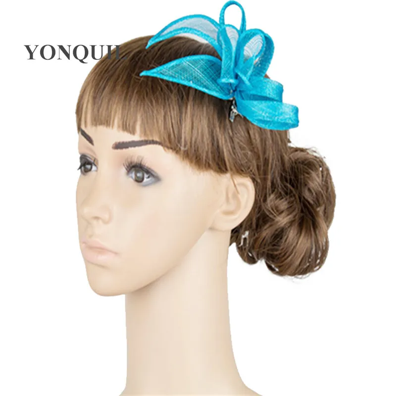 Ladies Elegant Feather Sinamay Brooches Women Hair Accessories Fancy Fascinators For Wedding Party Bridal Hats And Races MYQ014 |