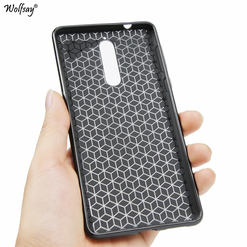 Матовый чехол Wolfsay с зернистой текстурой личи для Nokia 8 2017 TA-1012 мягкая силиконовая
