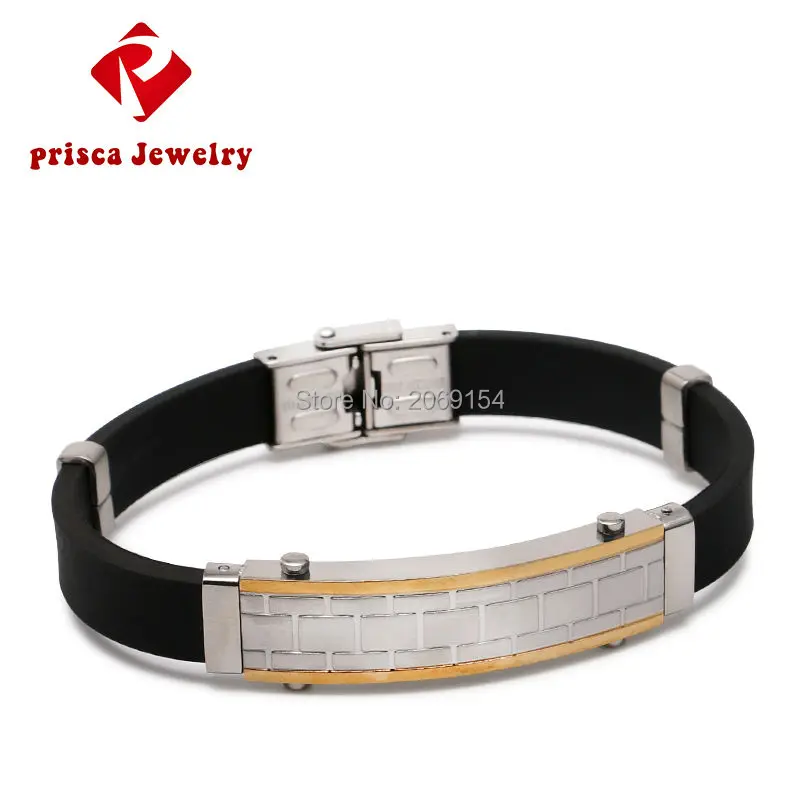 Модные мужские ювелирные изделия из нержавеющей стали силиконовый браслет звено
