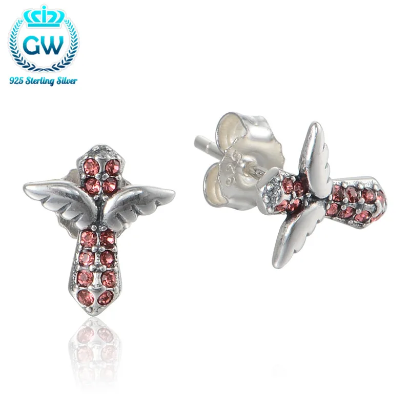 Серебряный Угол Стад Серьги с красными ЧР новые серьги для женщин 2015 День Святого