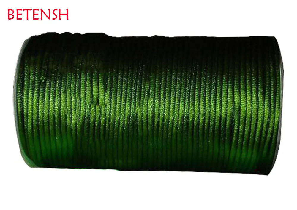 120 м/рулон атласный нейлоновый шнур с погремушкой оливкового цвета + аксессуары