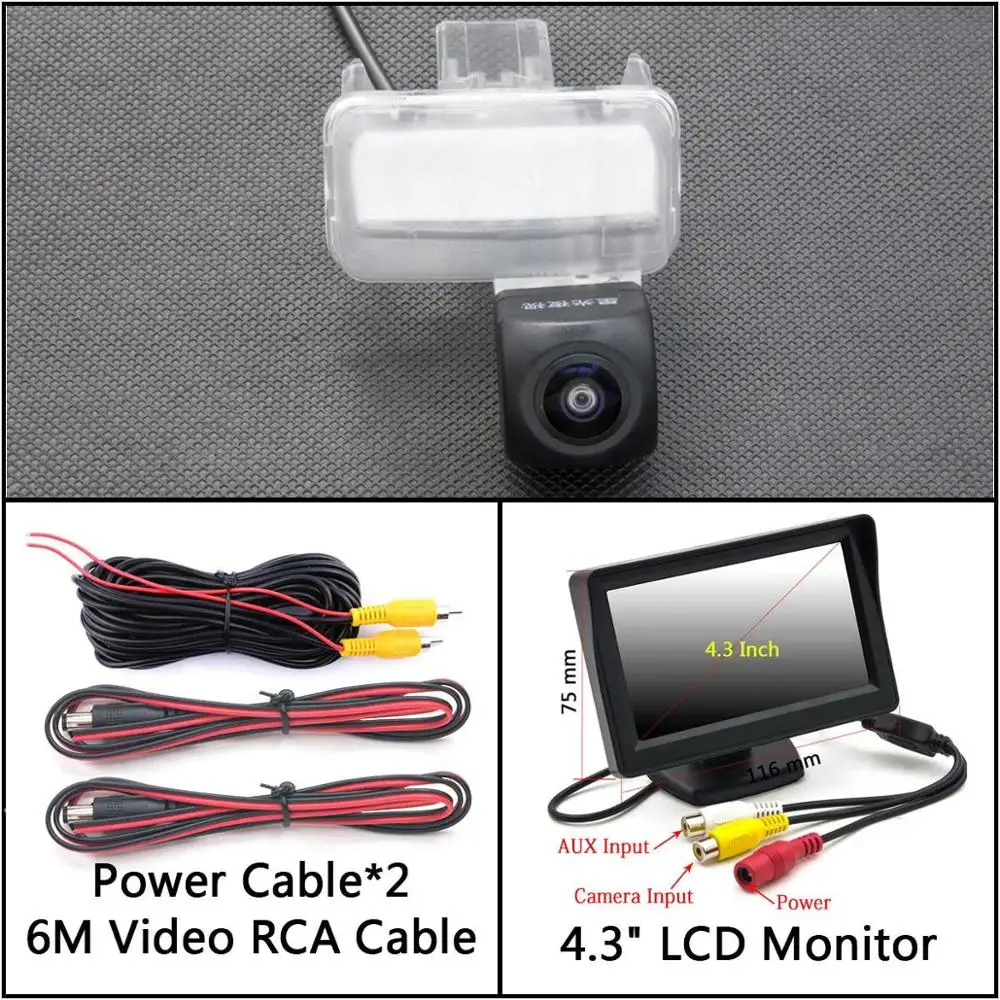 Cam Add 4.3 inch LCD 175 градусов HD резервная камера заднего вида для Toyota Fortuner Innova II Verso Sportsvan Auris Corolla Ascent автомобильный монитор - Название цвета: Cam Add 4.3 inch LCD