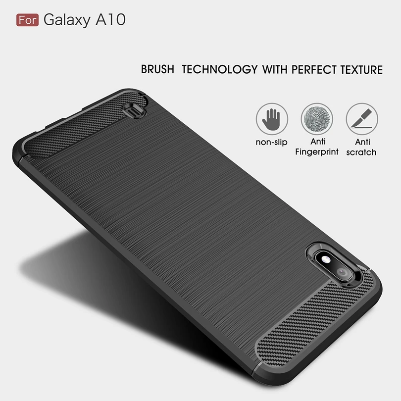 Чехол для Samsung Galaxy A10 из углеродного волокна противоударный мягкий ТПУ Матовый