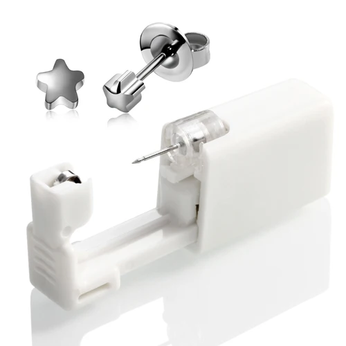 4mm Sliver Five Star SWANJO 1 шт. пистолет для пирсинг для уха Одноразовые Стерильные ухо Прибор Для Пирсинга Хряща трагус Спираль пирсинг пистолет инструменты комплект серьги-гвоздики - Окраска металла: 4mm Sliver Five Star