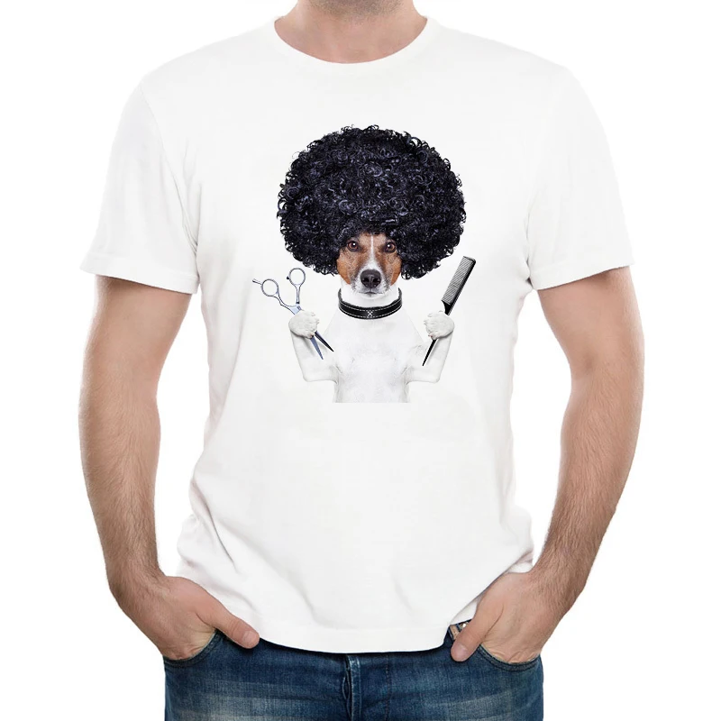Мужская футболка с короткими рукавами летняя принтом мопса для парикмахеров