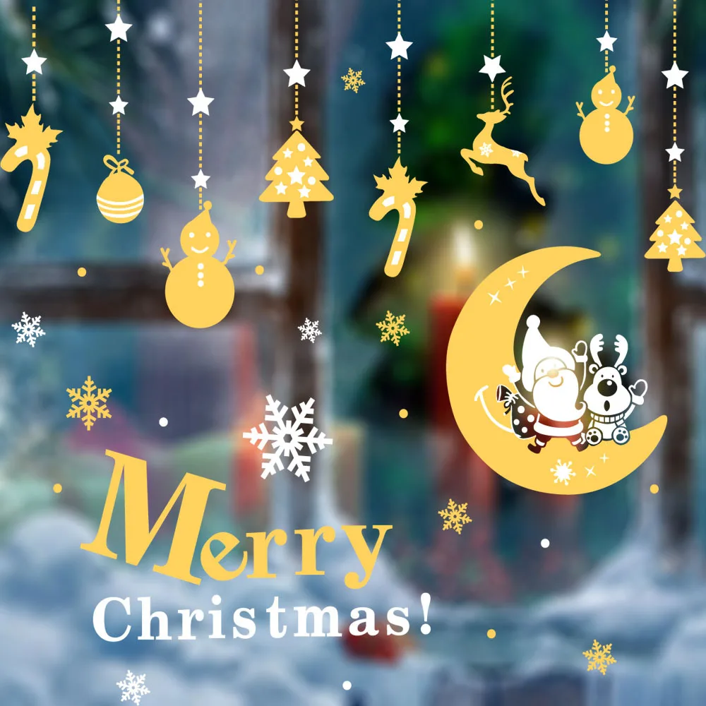 Съемные рождественские наклейки на окна съемная наклейка новогодние и украшения