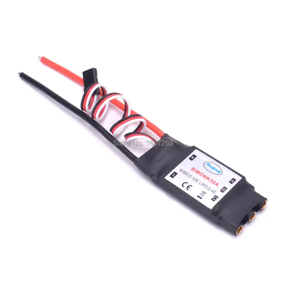 1 шт. 30A Simonk ESC электронный регулятор скорости 5 В/2 а BEC с 3 мм банановым разъемом для