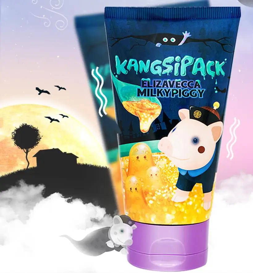 ELIZAVECCA Milky Piggy Kangsi упаковка 120 мл 24 к Золотая маска для лица, для сужения пор, удаления черных точек, акне, маска для лица, корейская косметика