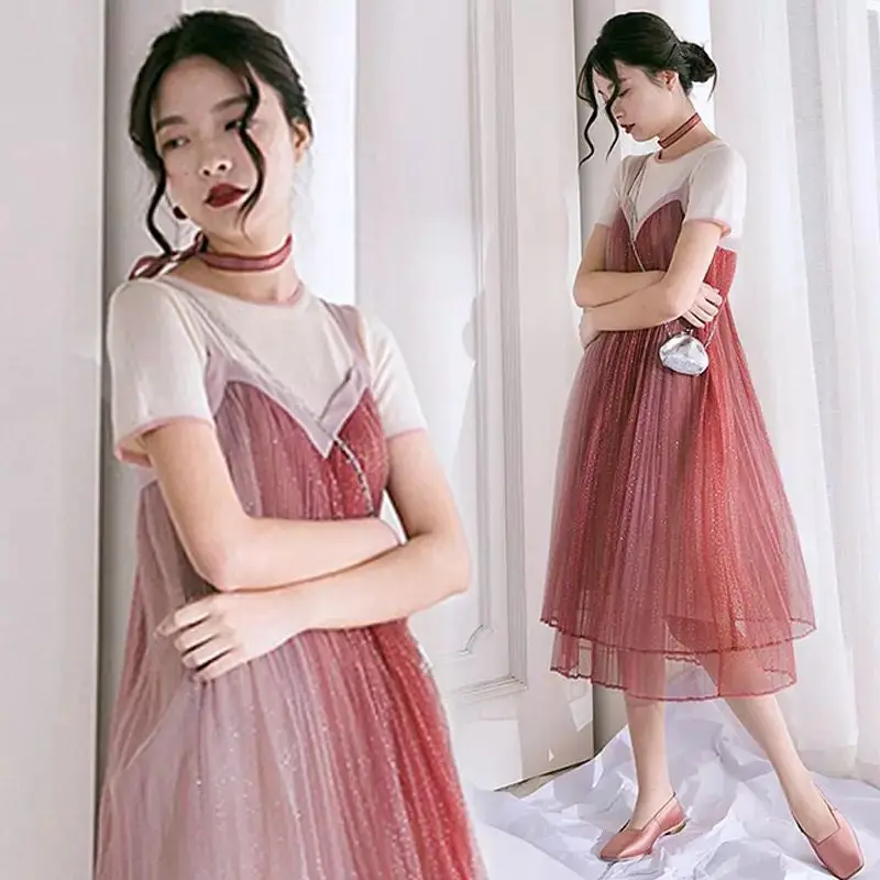 Модная летняя одежда для беременных Повседневное платье костюм из двух