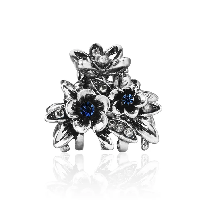 Blue Gray Color Маленький винтажный цвет: старое серебро заколка для волос мини металлическая заколка для волос с цветком конский хвост заколка для волос аксессуар для женщин HC038 - Цвет: Blue Gray Color