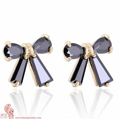 

Kuniu bowknot shape stud earrings for women crystal metal material exquisite lovely style friend lover gifts fashion jewelry