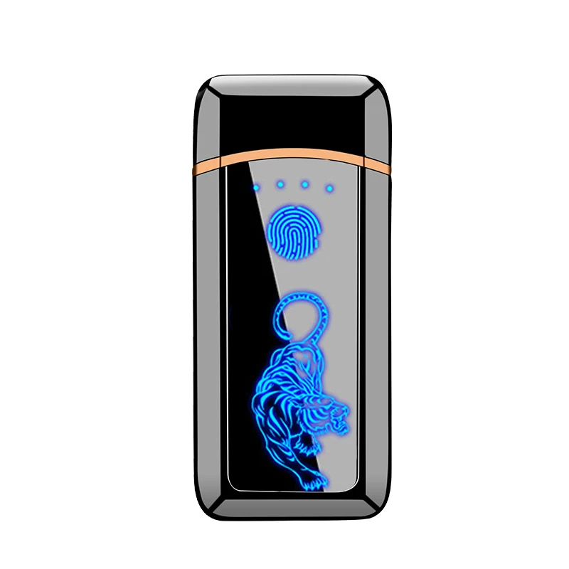 Tiger полноэкранный электронный режим USB ветрозащитная двойная дуговая Зажигалка