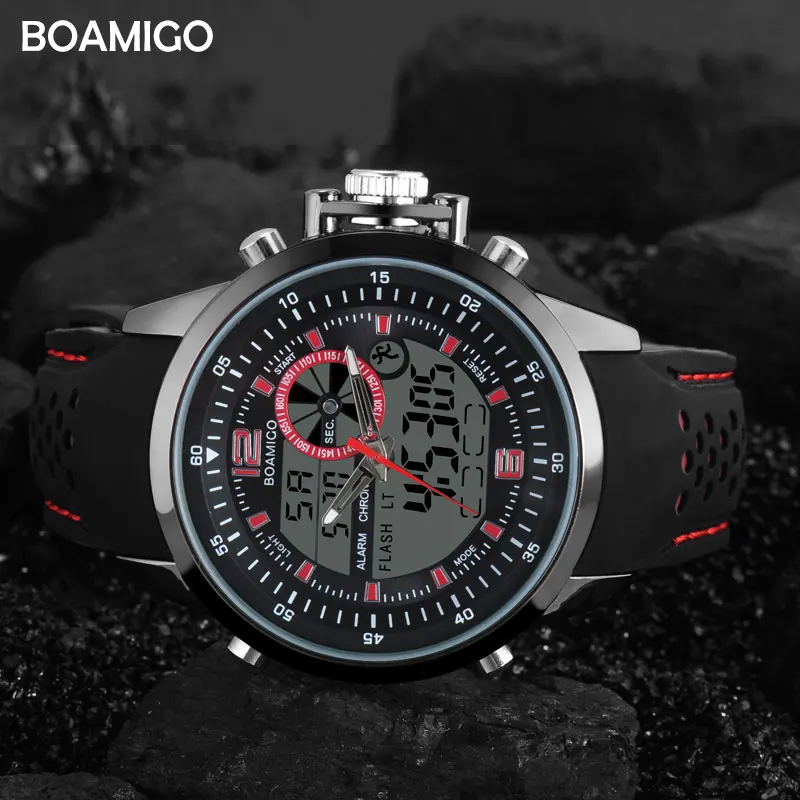 Мужские спортивные часы BOAMIGO брендовые аналоговые цифровые светодиодные