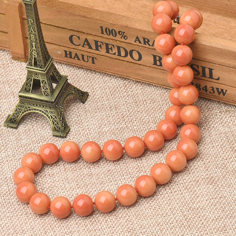 12 мм полный и яркий оранжевый бисер синтез коралл ожерелье лучший рождественский
