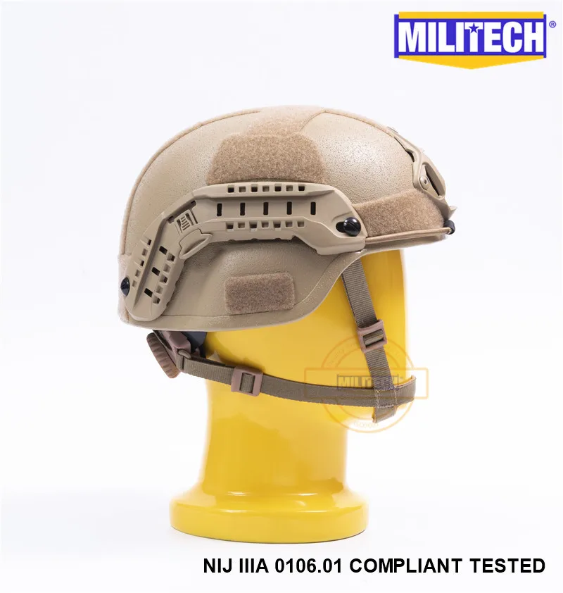 MILITECH Desert Earth MICH NIJ level IIIA 3A Tactical Bulletproof Aramid Helmet ACH ARC OCC Dial Liner Aramid Ballistic Helmet