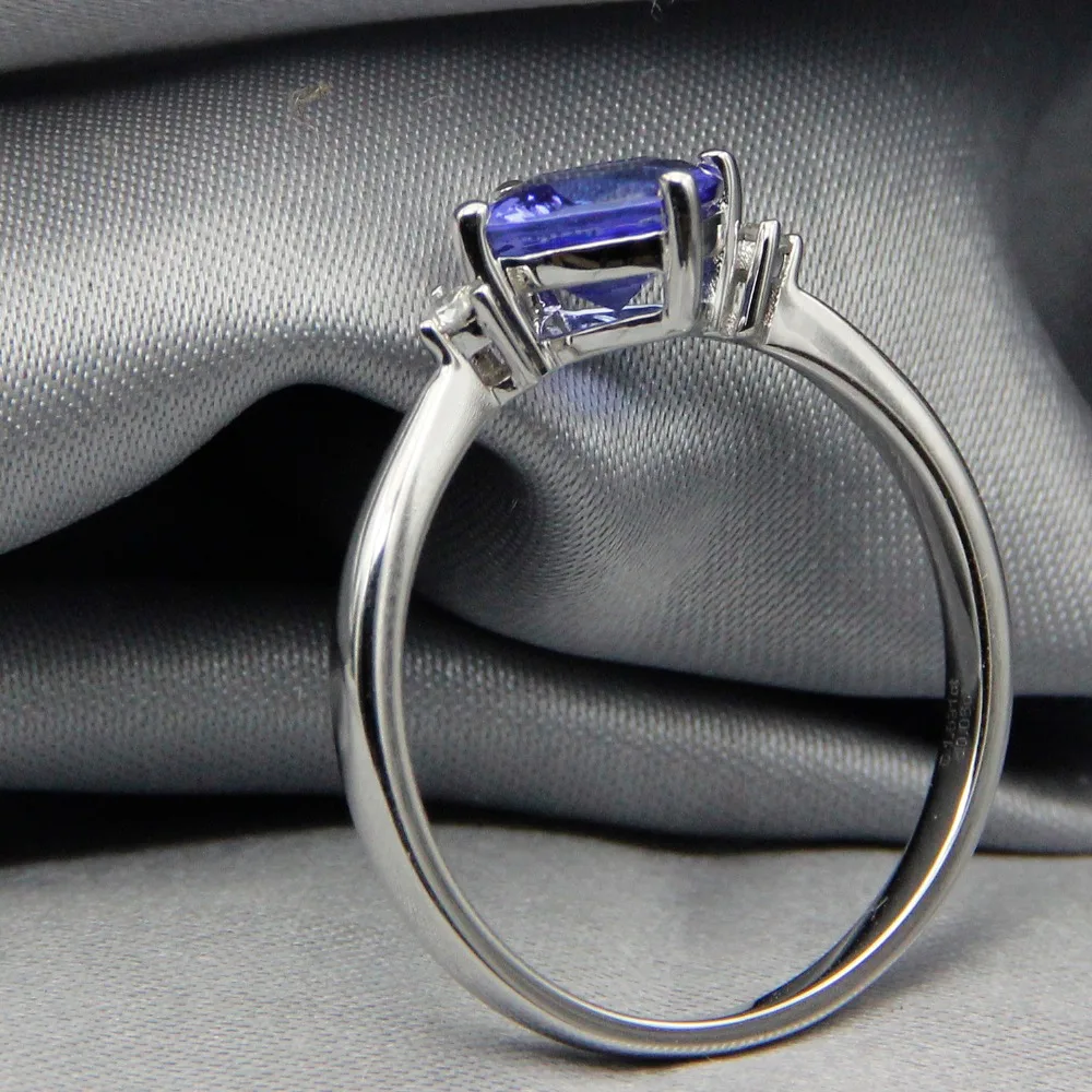 LASAMERO Подушка 1.69CT Сертифицированный натуральный драгоценный камень танзанит кольцо акценты 18 к белое золото обручальное свадебное кольцо