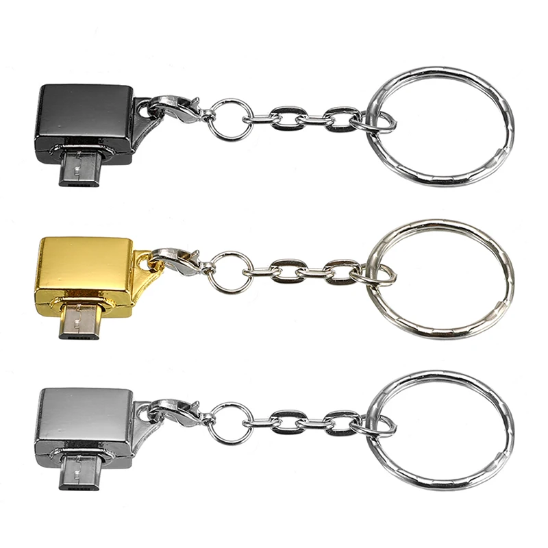 Металлический Micro USB папа к 2 0 Женский Адаптер конвертера OTG с брелоком Аксессуары