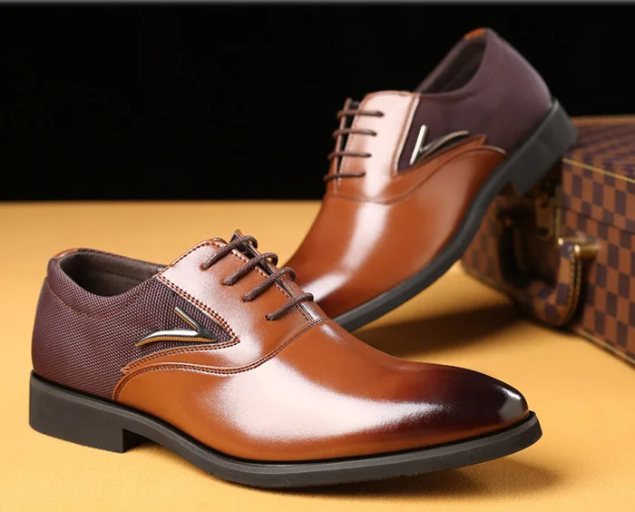 Mwxsd brand mens formal leather shoes men Gradation brown soft dress male casual Office Lace-up Oxford Shoes | Обувь