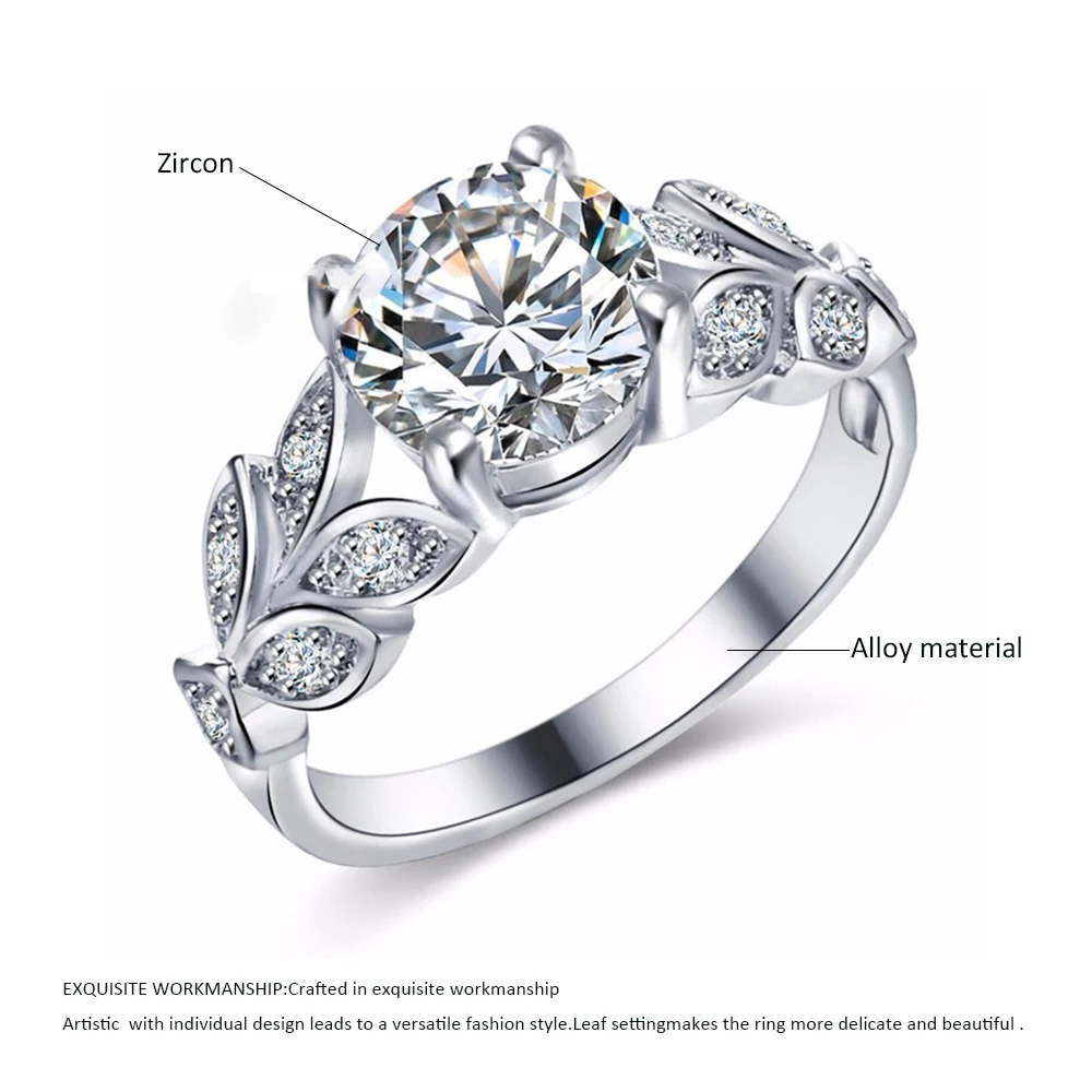 2019 Модный свадебный Кристалл Серебряное кольцо обручальное одно Золотое