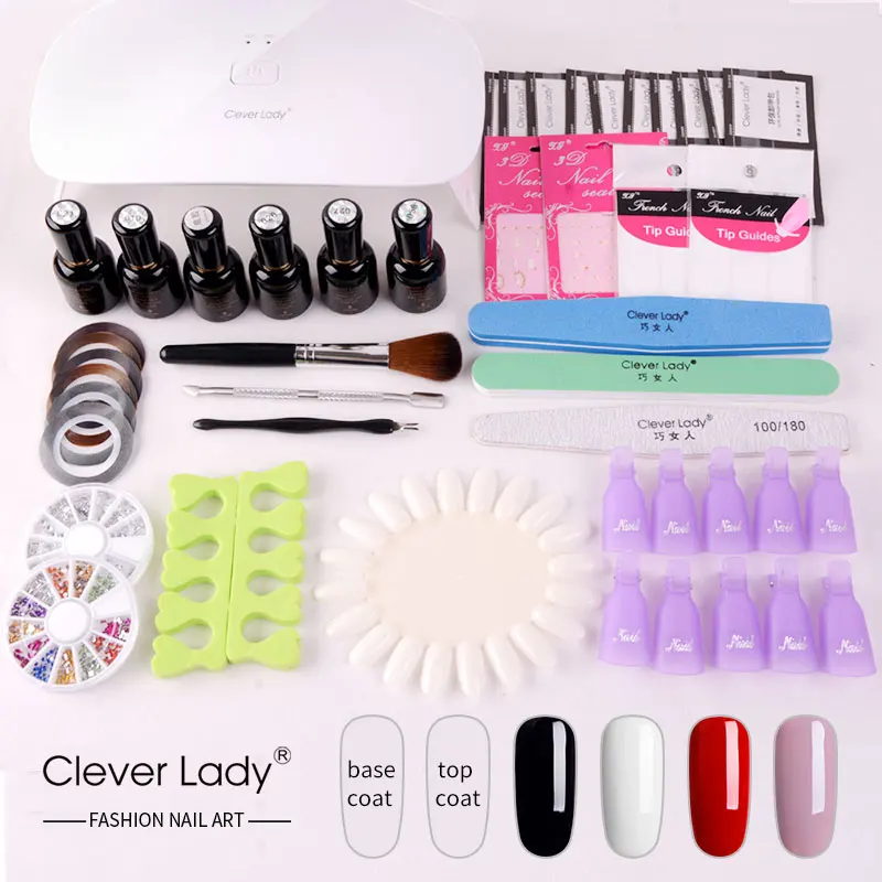 Set B-24W Nail Dryer Набор гель-лаков для ногтей Гель-лак набор с лампой для маникюра Гель-лак стартовый набор для дизайна ногтей 36 Вт Сушилка для ногтей с 6 шт. Гель-лак - Цвет: Set B-24W Nail Dryer