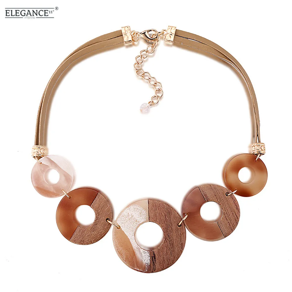 Элегантность Boho акриловые колье украшение для Для женщин круг полый кулон