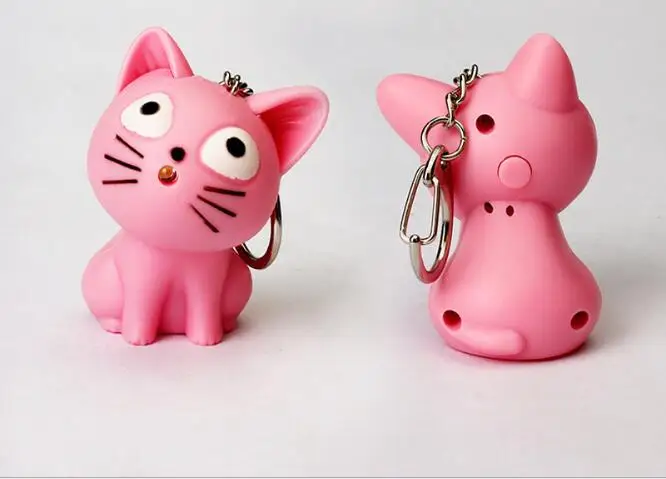 Милый брелок с изображением сыра кота со звуком Мяу kawaii led детский подарок