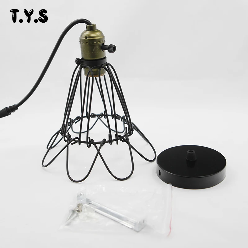 Винтажный подвесной светильник оттенок покрытия черная металлическая лампочка