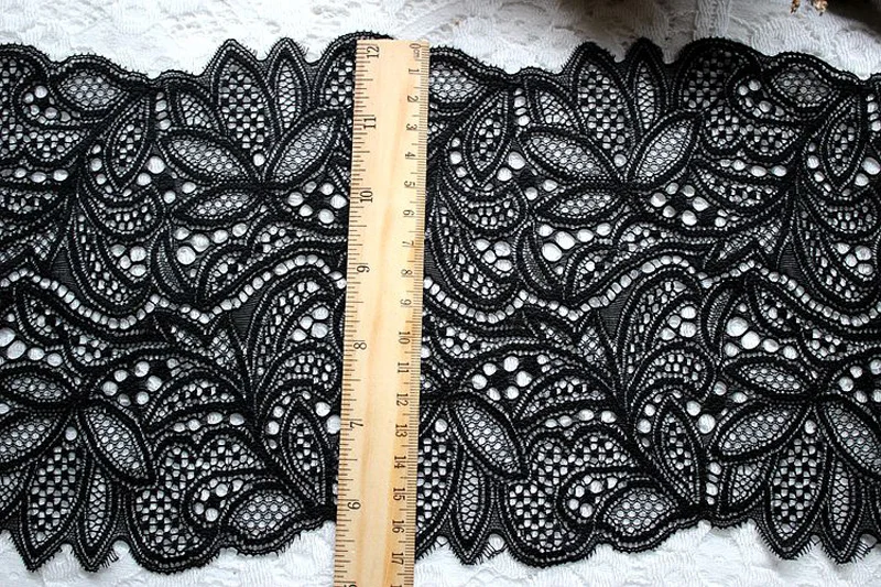 Растягивающаяся кружевная отделка черно-белая Цветочная эластичная Свадебные