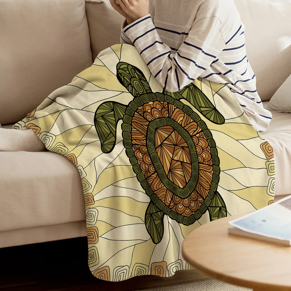 Геометрическая Черепаха Морская черепаха зеленое художественное одеяло мягкое