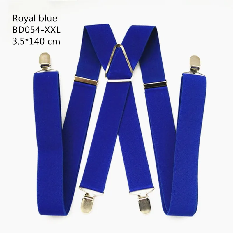 Royal blue XXL BD054-Large Размер Королевский синий подвеска для взрослых 3,5 ширина 4 клипса на женских регулируемых эластичных х задних брюках подтяжки для мужчин - Цвет: Royal blue XXL