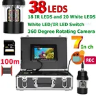 MAOTEWANG 7-дюймовый видеорегистратор подводная рыболовная видеокамера рыболокатор IP68 Водонепроницаемый 38 светодиодов 360 градусов вращающаяся камера 50 м