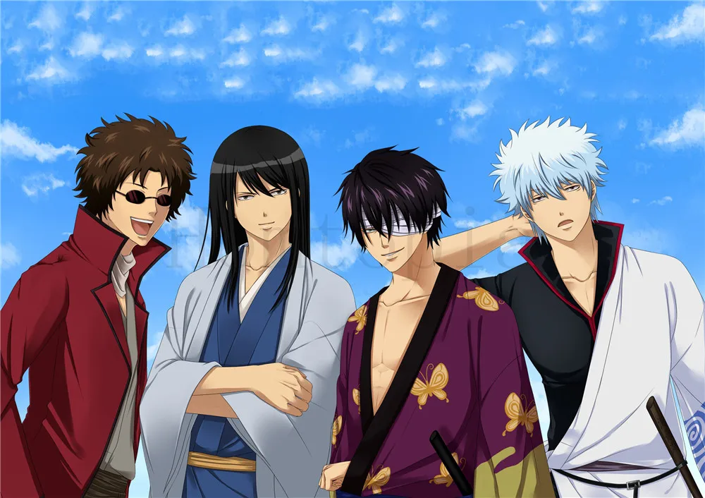 Серый Gintama плакаты мультфильм наклейки на стену с белым покрытием бумага печатает Высокое разрешение гостиная спальня бар украшения дома искусство бренд - Цвет: Серый