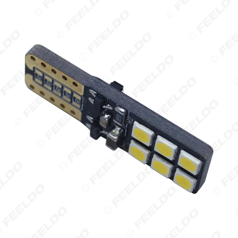FEELDO 2 шт. 9V-30V T10 194 W5W без ошибок Canbus светодиодный Клин 2-Side 3030 12 Светодиодная