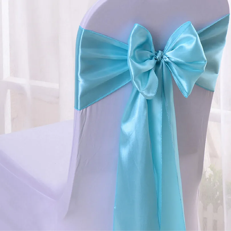 Небесно-голубой Ленты для свадебных стульев housse de chaise mariage свадебное украшение для стульев chaise mariage фиолетовый синий белый красный золотой стул пояса - Цвет: Небесно-голубой