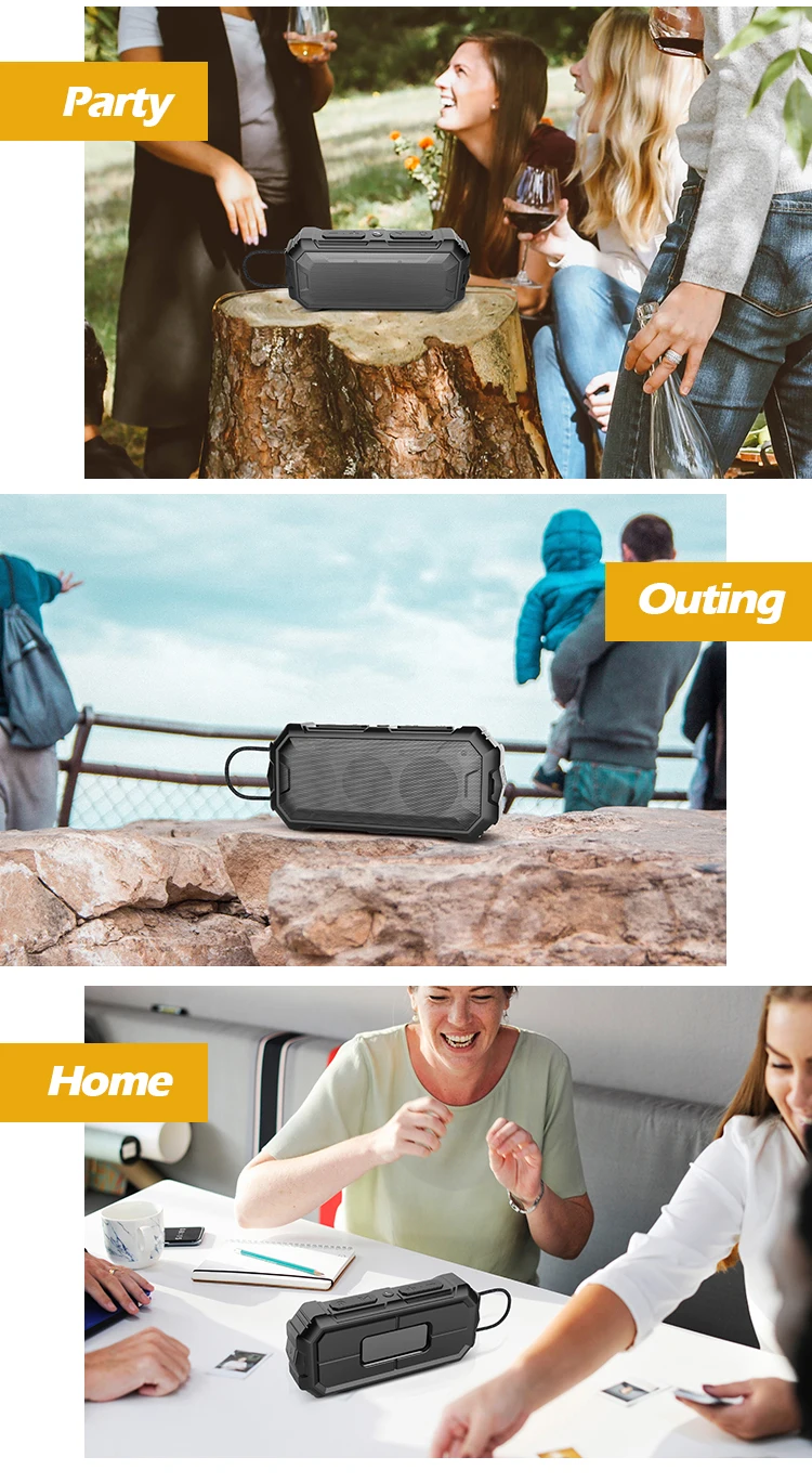 TOPROAD портативный Bluetooth динамик Водонепроницаемый 10 Вт беспроводной стерео бас динамик s звуковая коробка с AUX Hands-free TWS TF слот для карты