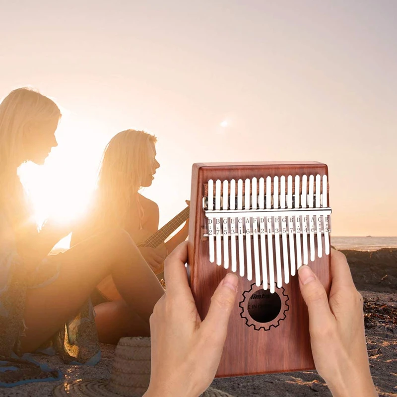Пианино Kalimba с 17 клавишами из красного дерева сумкой молотком и музыкальной