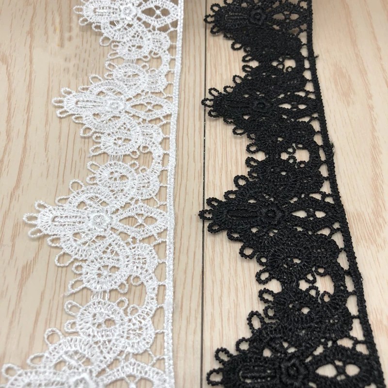 14yards width 4.8cm Black white polyester embroidery water-soluble bar code lace fabric ribbon Clothing dress DIY accessories | Дом и сад