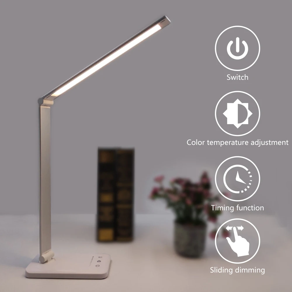 LAOPAO 52 шт. светодиодный настольный светильник 5 цветов x5 Dimable уровень сенсорный USB заряжаемый для чтения защита глаз с таймером Настольный светильник ночник