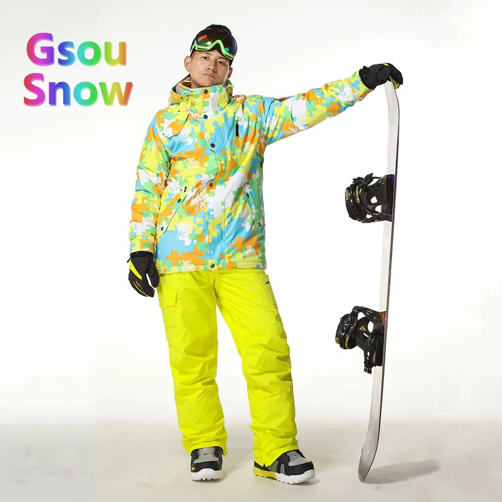 Gsou Sonw Outdoor Sports Winter Men's Skiing Clothing Snowboarding Sets Warmer Ski Jackets Waterproof Pants Suits|suit suit|suit waterproofsuit