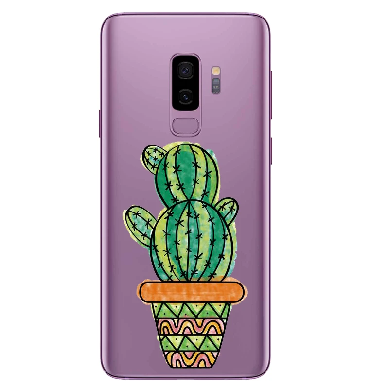 Кактус листья зеленый узор чехол Силиконовый ТПУ для телефона Samsung S6 S7 S8 S6Edge S8Plus