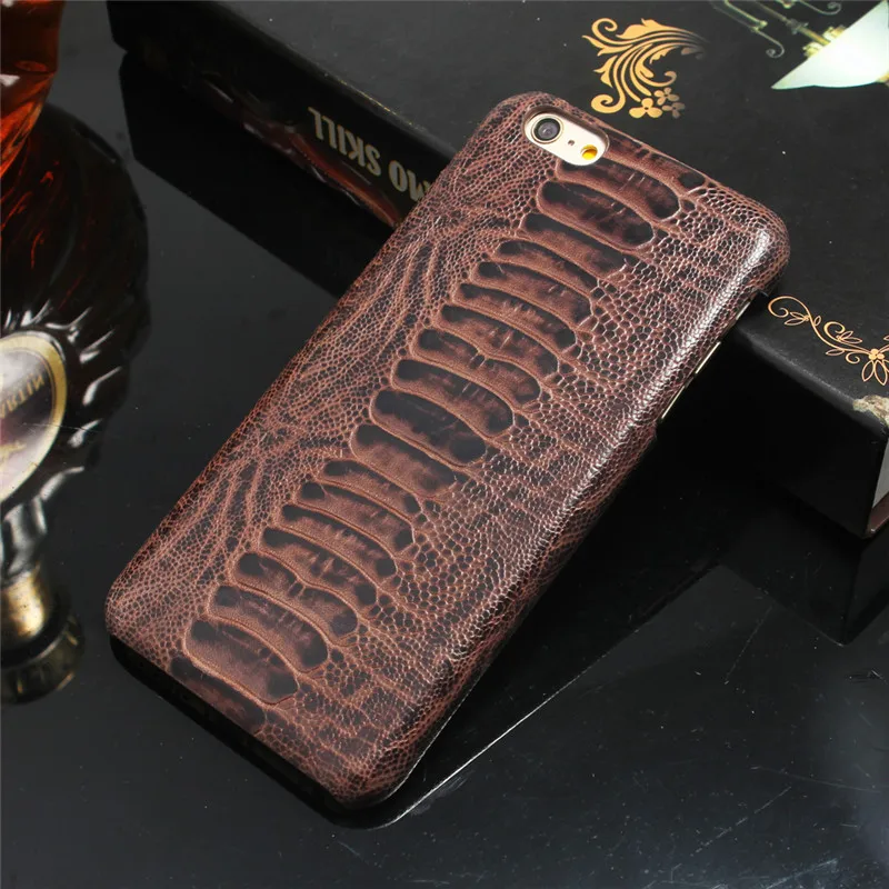 Чехол-накладка CYBORIS из натуральной кожи с рисунком страусиных ножек для iPhone 6 6S