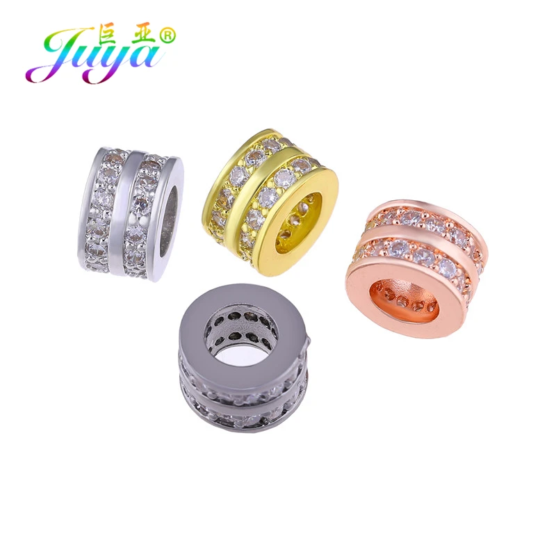 

Медные бусины Juya DIY-спейсеры, оптовая продажа бусин ручной работы с большими отверстиями, Золотые декоративные бусины-подвески для рукодели...